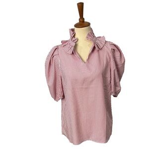 NWT Periwinkle Collection Carlyle Red Stripe Collar Top Size Small
